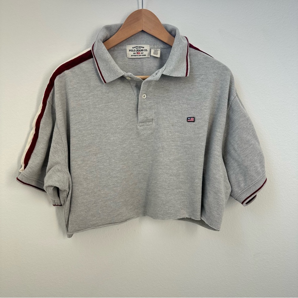 Polo by Ralph Lauren Gray and Red Crop Top